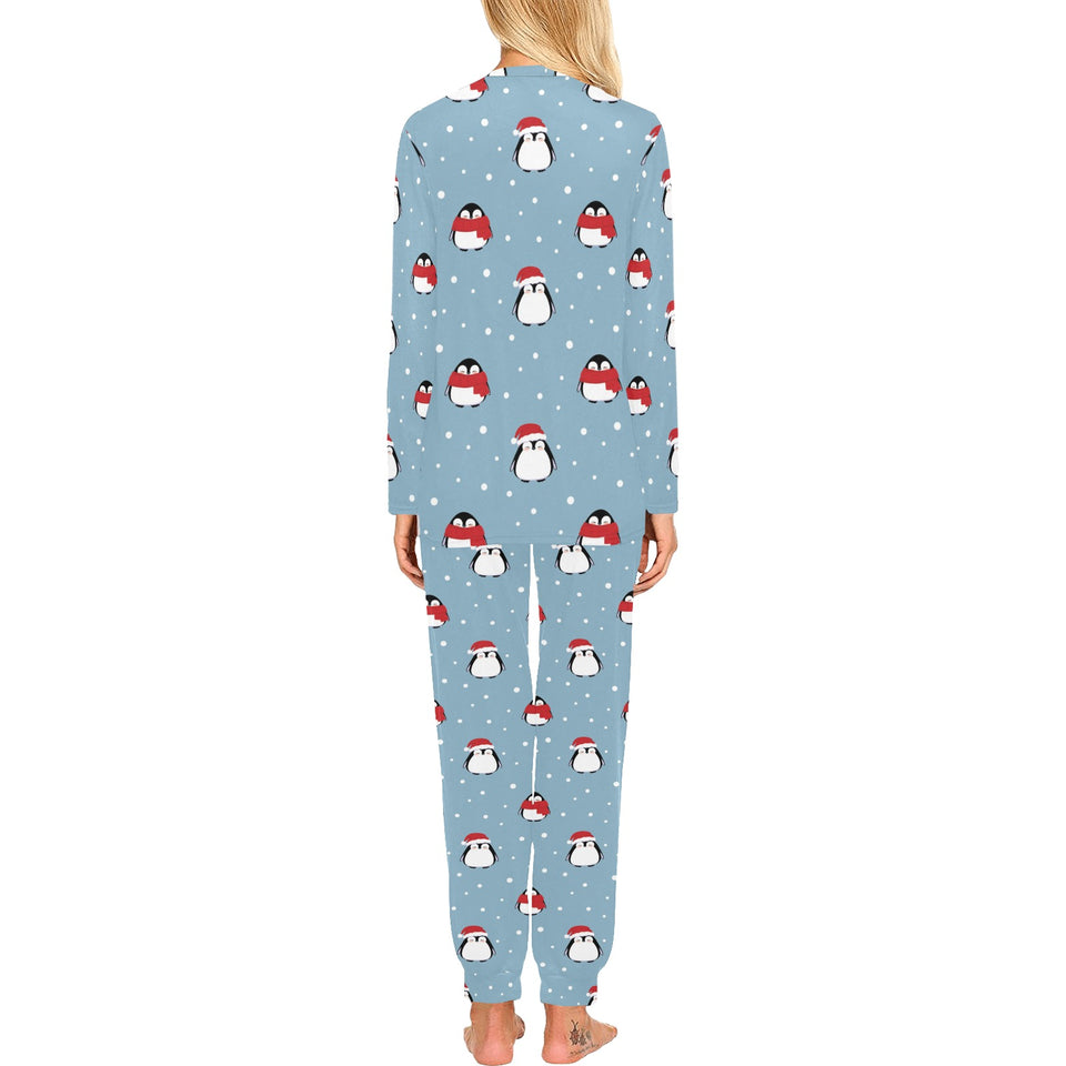 Cute penguin christmas snow pattern Women's All Over Print Pajama Set