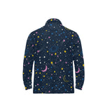 space pattern with planets, comets, constellations Men's Long Sleeve Polo Shirt