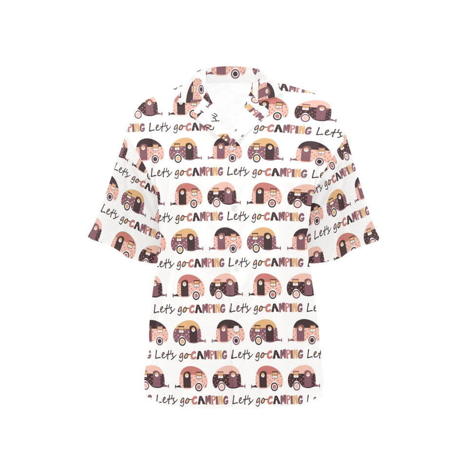 Camper Van Pattern Print Design 01 Women's All Over Print Hawaiian Shirt