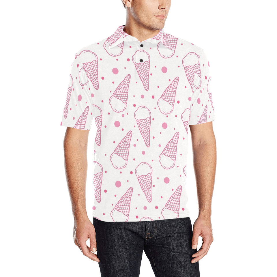 Hand drawn ice cream pattern Men's All Over Print Polo Shirt