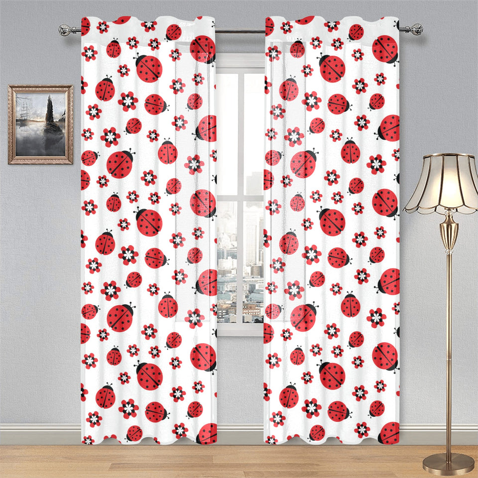 Ladybug Pattern Print Design 04 Gauze Curtain