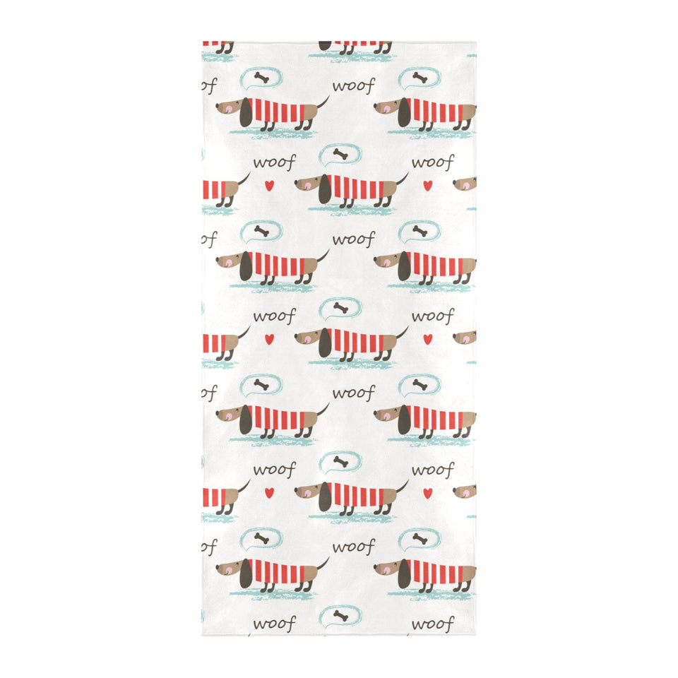 Cute dachshund bone pattern Beach Towel