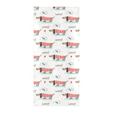 Cute dachshund bone pattern Beach Towel