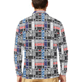 Skate Board Pattern Print Design 04 Men's Long Sleeve Polo Shirt