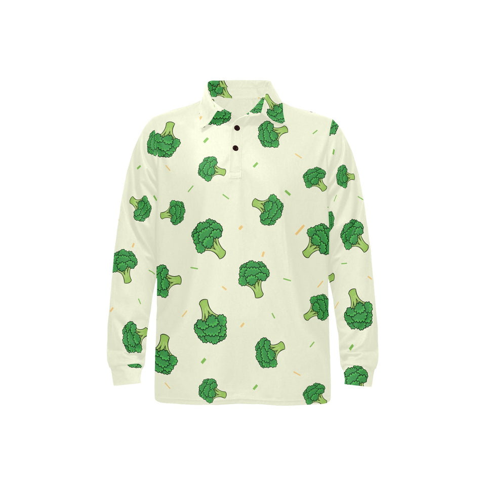 Broccoli pattern Men's Long Sleeve Polo Shirt