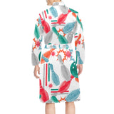 Watercolor bowling pattern Men's Long Sleeve Belted Night Robe