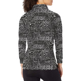 Handwritten cheese pattern Women's Long Sleeve Polo Shirt