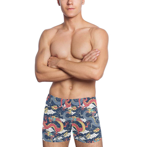 Blue red dragon cloud pattern Men's Swimming Trunks