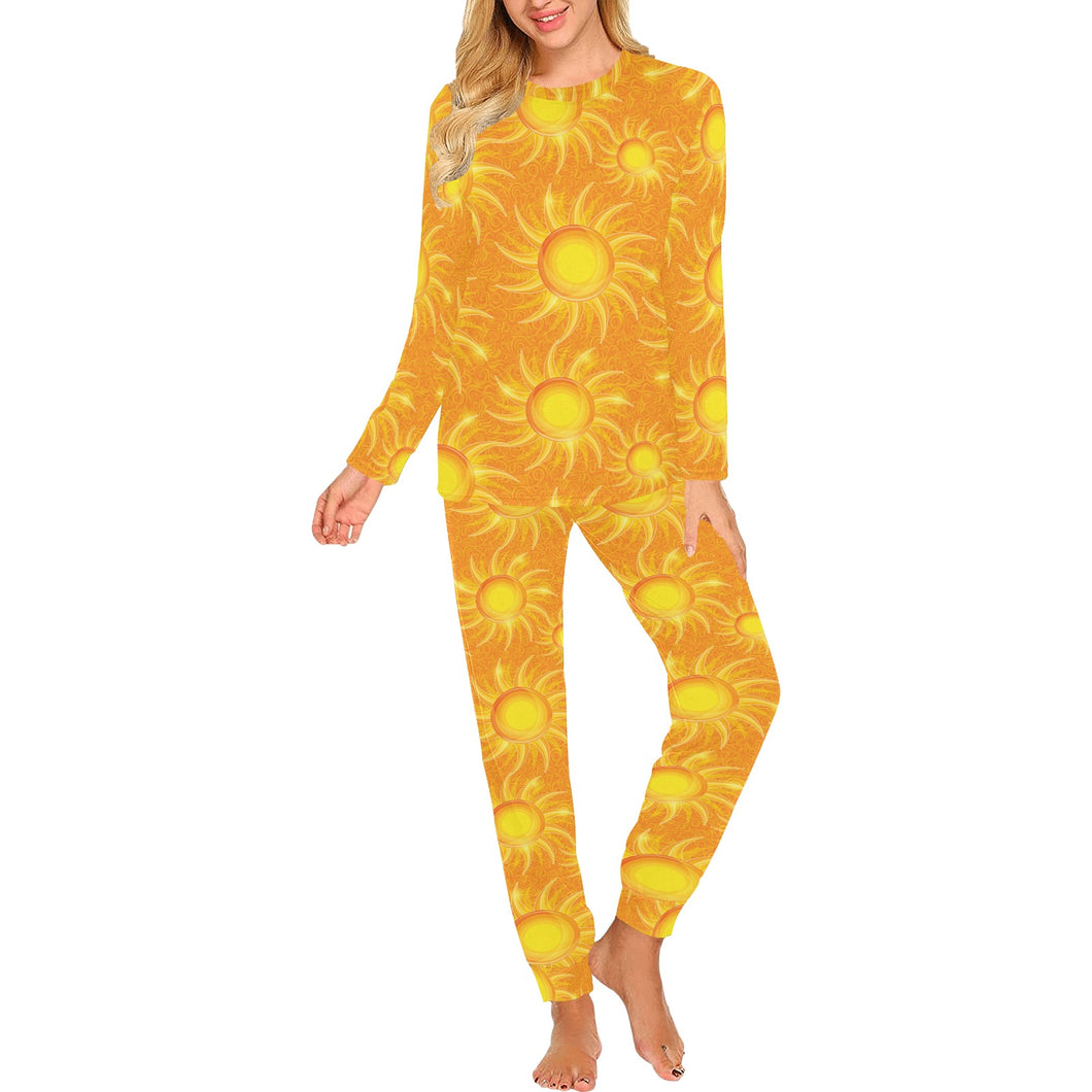 Sun orange background Women's All Over Print Pajama Set