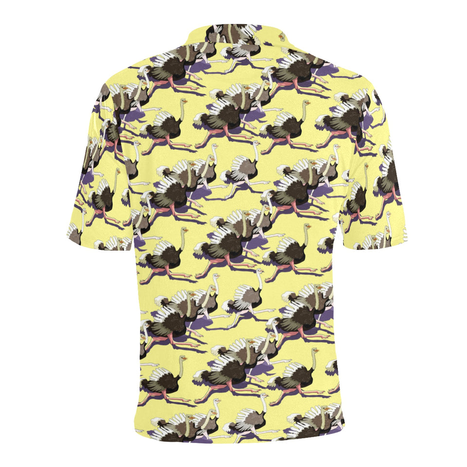 Ostrich Pattern Print Design 04 Men's All Over Print Polo Shirt