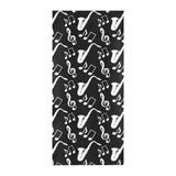 Saxophone music notes treble clef black white them Beach Towel