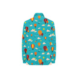 Hot Air Balloon Sky Pattern Women's Long Sleeve Polo Shirt