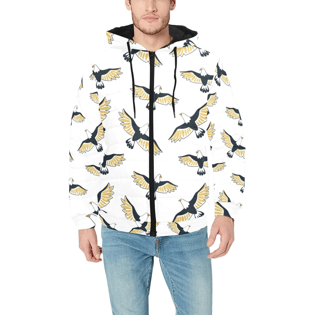 Eagle Pattern Print Design 03 Men's Padded Hooded Jacket