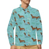 Dachshund decorative background Men's Long Sleeve Polo Shirt