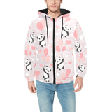 Cute panda ballon heart pattern Men's Padded Hooded Jacket