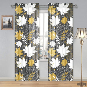 Beautiful gold autumn maple leaf pattern Gauze Curtain