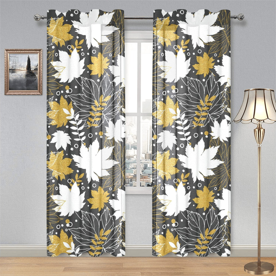 Beautiful gold autumn maple leaf pattern Gauze Curtain