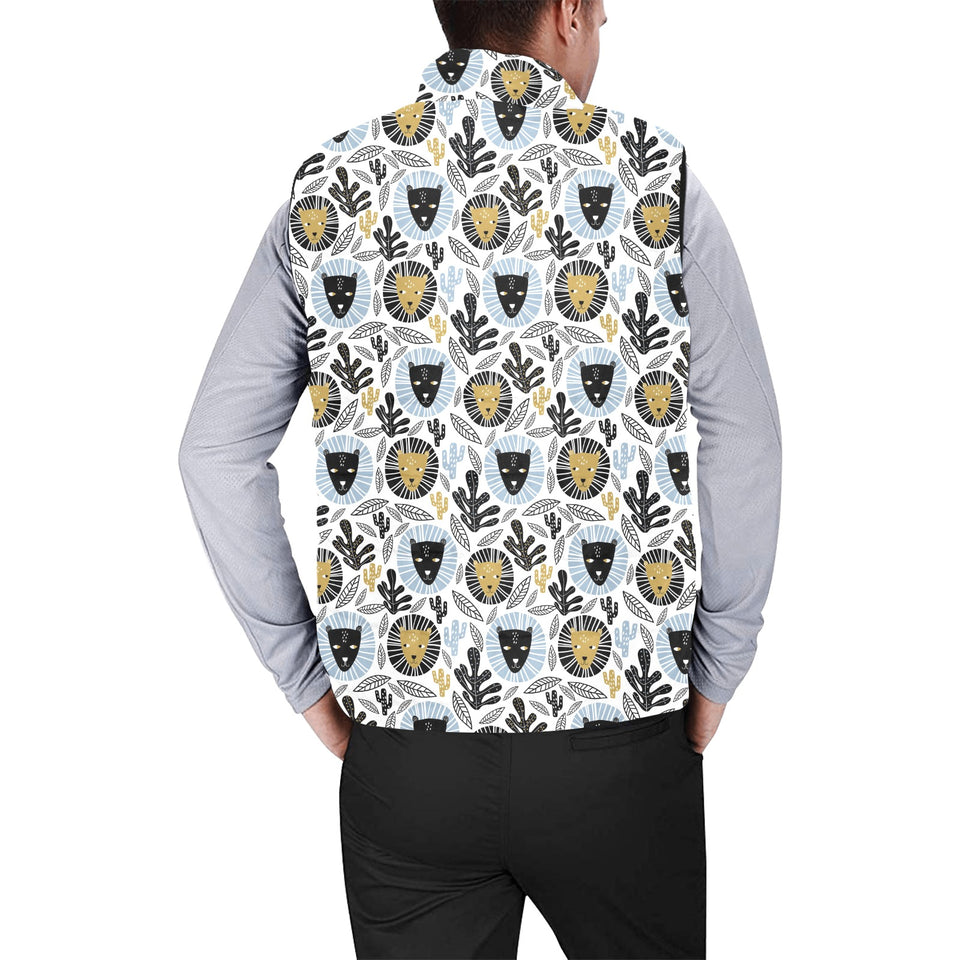 Lion Pattern Print Design 05 Men's Padded Vest