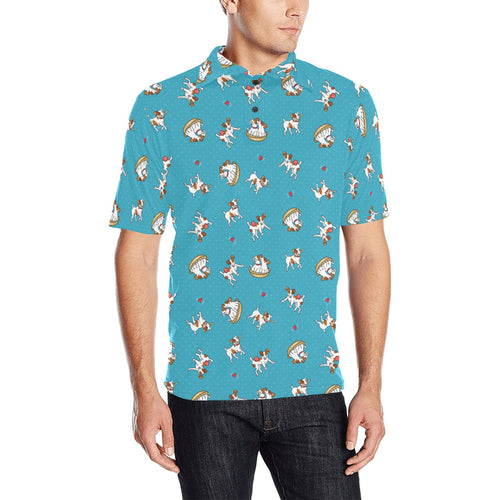 Jack Russel Pattern Print Design 03 Men's All Over Print Polo Shirt