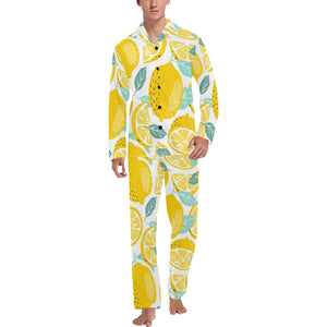 lemon design pattern Men's Long Pajama Set