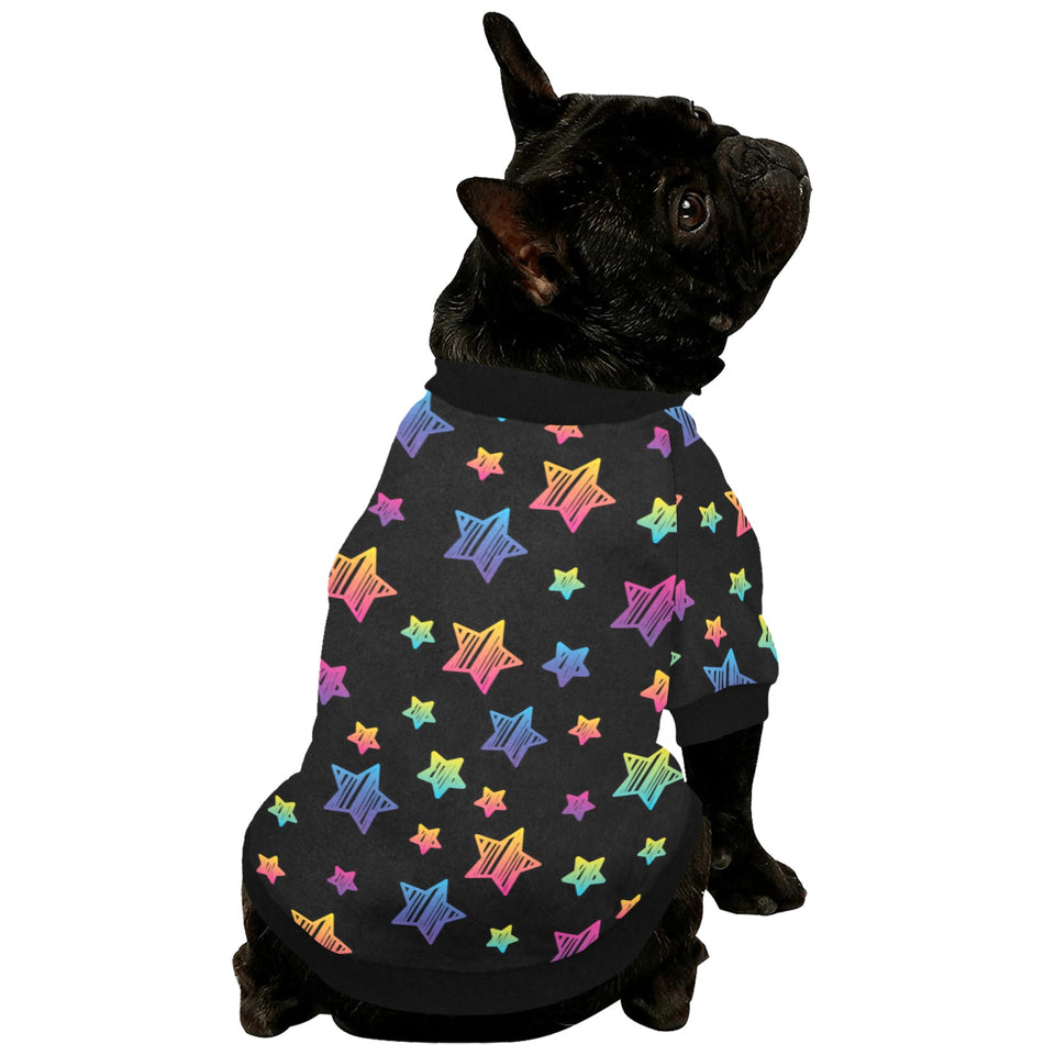 Colorful star pattern All Over Print Pet Dog Round Neck Fuzzy Shirt
