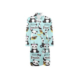 Cute baby panda pattern Men's Long Sleeve Belted Night Robe