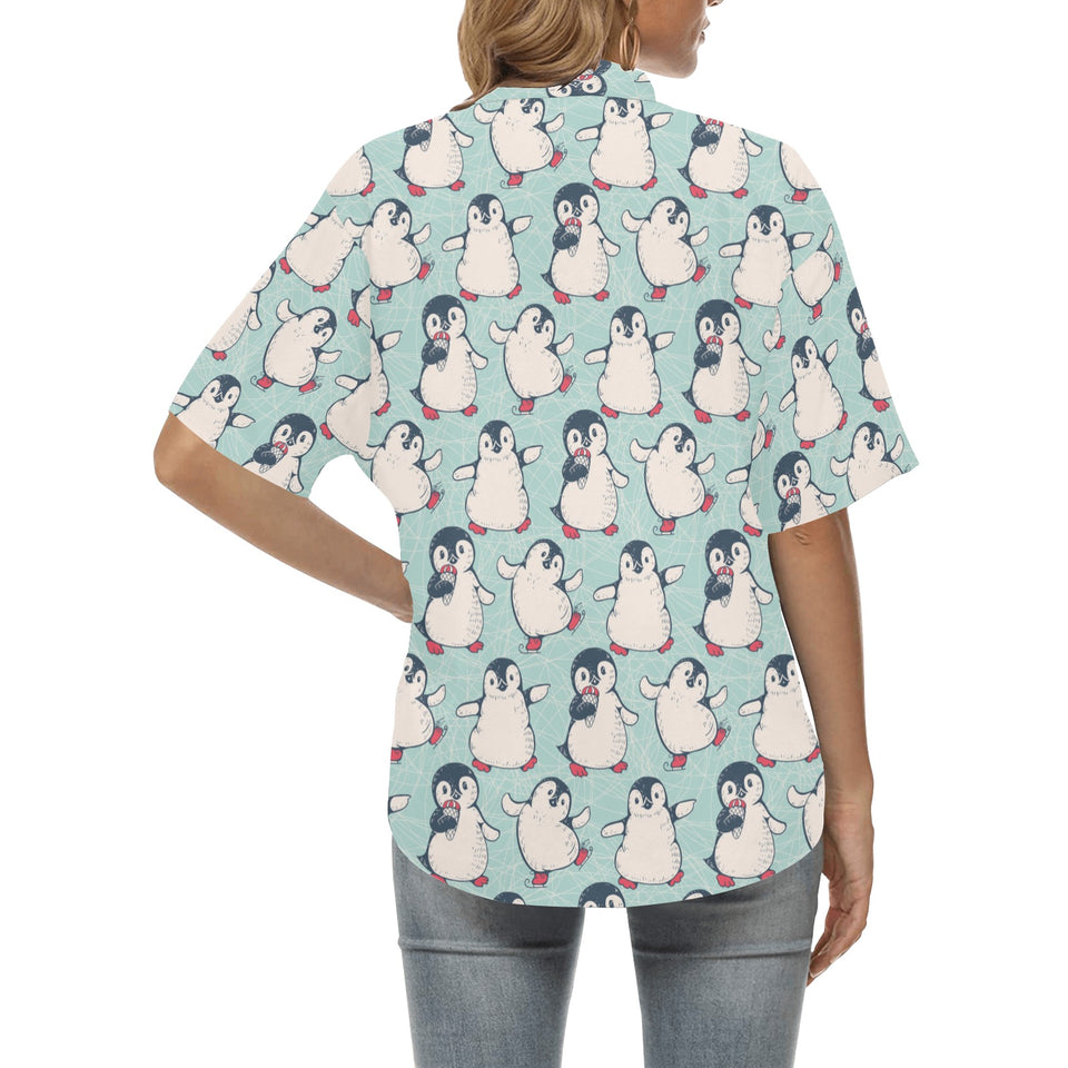 Cute Penguin pattern Women's All Over Print Hawaiian Shirt