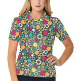Gear Pattern Print Design 03 Women's All Over Print Polo Shirt