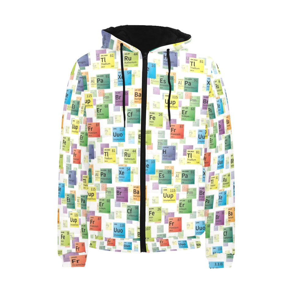 Chemistry Periodic Table Pattern Print Design 05 Men's Padded Hooded Jacket