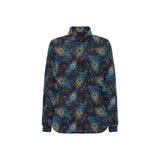 Beautiful peacock feather pattern Women's Long Sleeve Polo Shirt