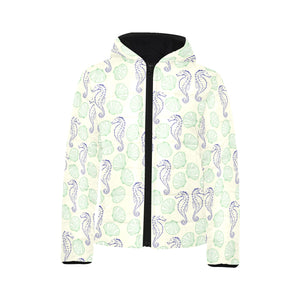 Seahorse shell pattern Kids' Boys' Girls' Padded Hooded Jacket