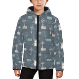 windmill tree pattern Kids' Boys' Girls' Padded Hooded Jacket