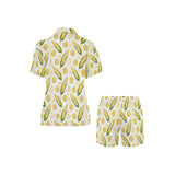 Corn Pattern Print Design 05 Women's V-Neck Short Pajama Set