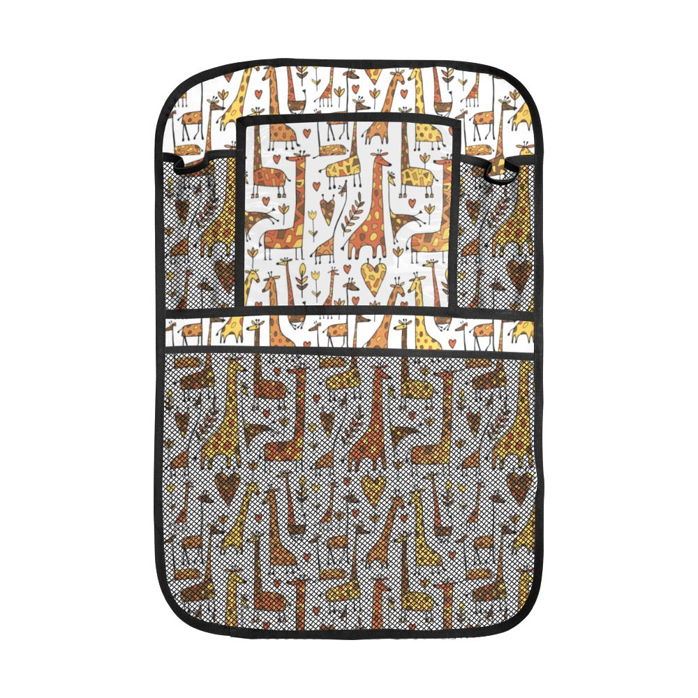 Giraffe Pattern Print Design 04 Car Seat Back Organizer