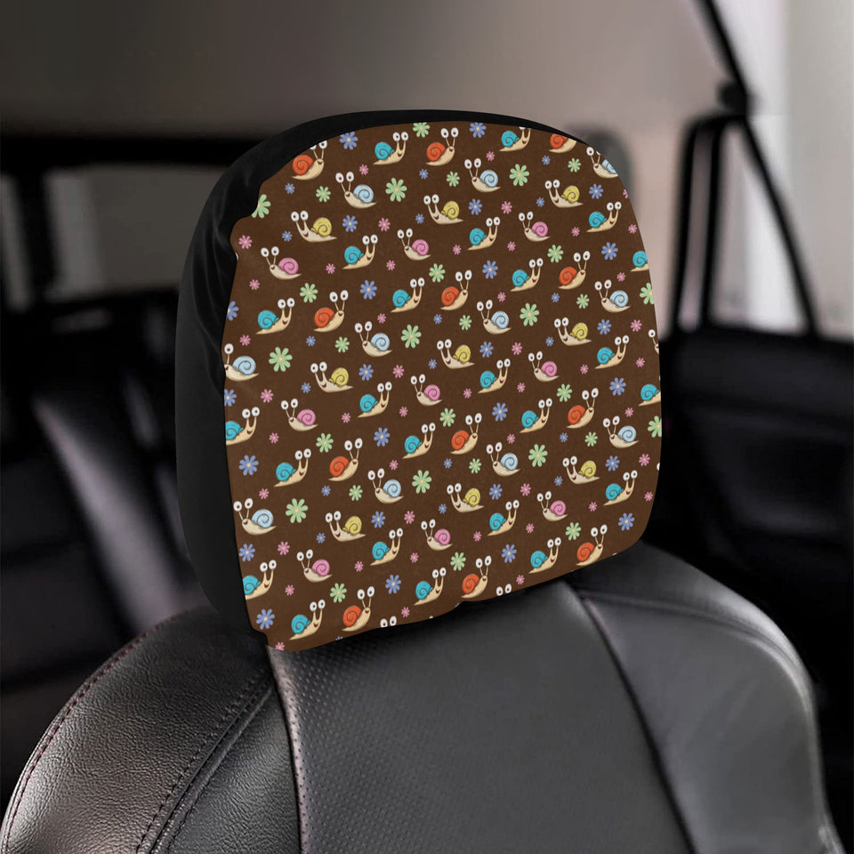 Snail Pattern Print Design 03 Car Headrest Cover