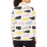 Whale dot pattern Women's Long Sleeve Polo Shirt