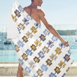 Teddy Bear Pattern Print Design 02 Beach Towel