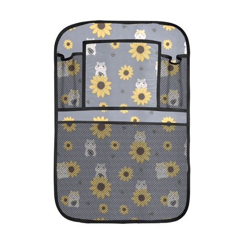 Cute hamster sunflower pattern background Car Seat Back Organizer