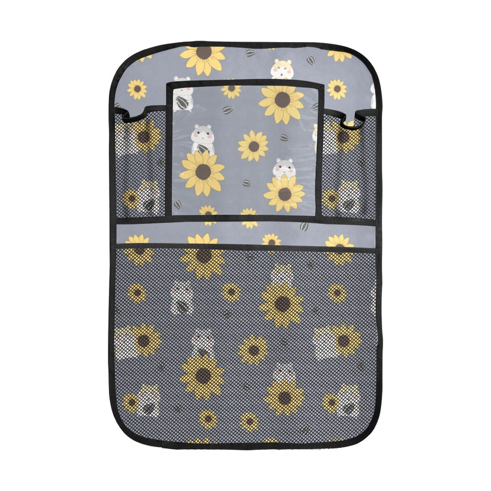 Cute hamster sunflower pattern background Car Seat Back Organizer