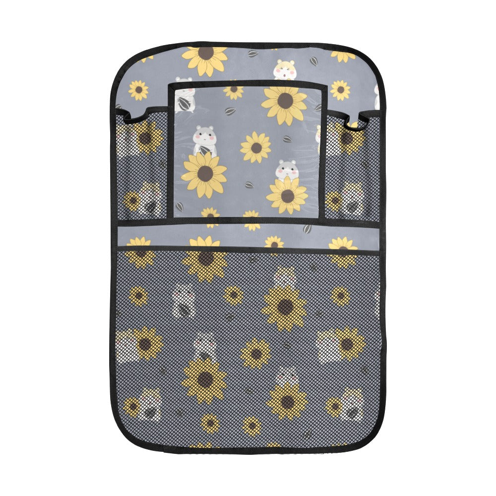 Cute hamster sunflower pattern background Car Seat Back Organizer