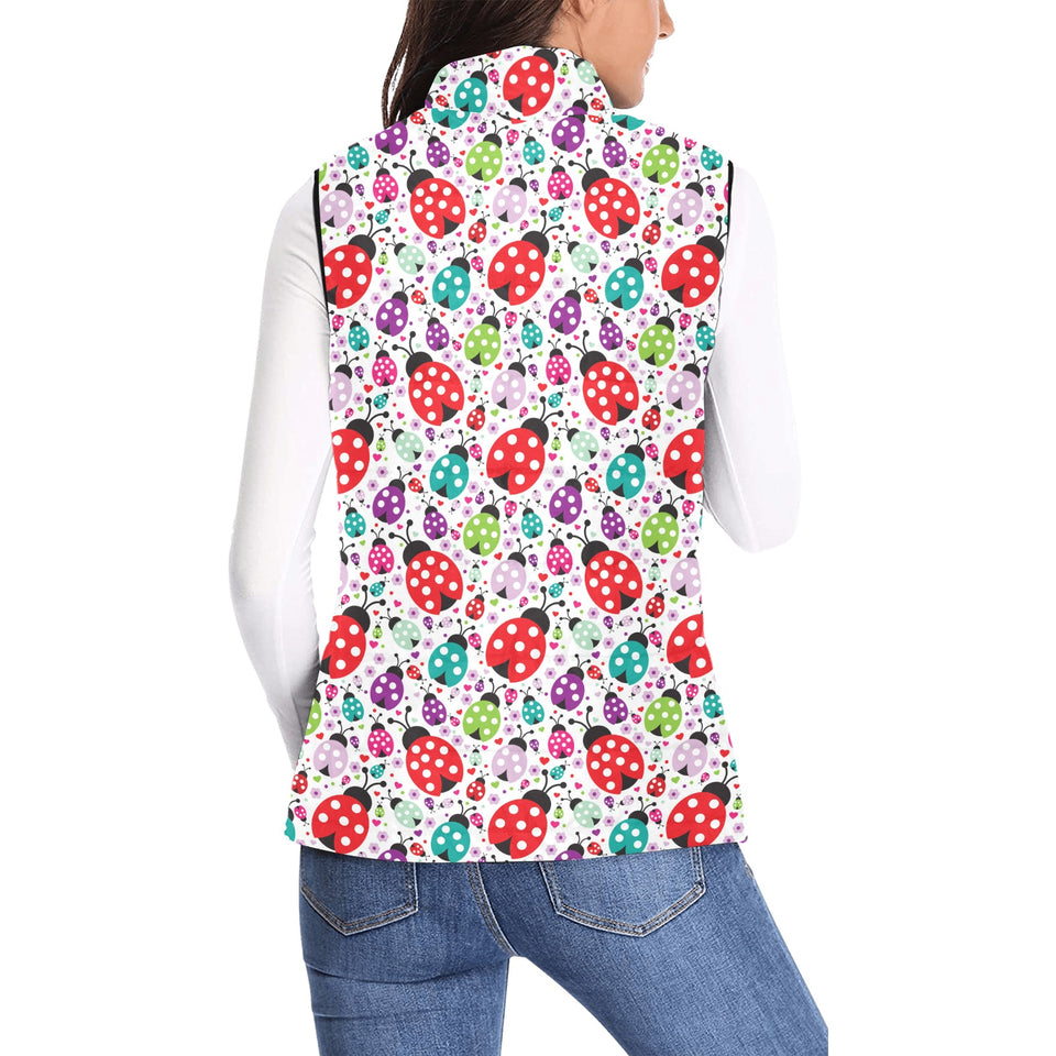 Ladybug Pattern Print Design 03 Women's Padded Vest