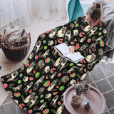 Raccoon watermelon pattern Blanket Robe with Sleeves