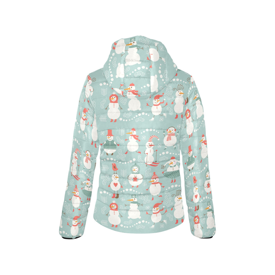 Cute snowman pattern Women's Padded Hooded Jacket