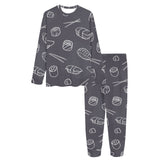 sushi pattern black background Women's All Over Print Pajama Set