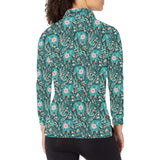 Elephants jungle pattern Women's Long Sleeve Polo Shirt