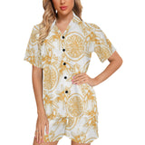 hand drawn orange fruit pattern Women's V-Neck Short Pajama Set