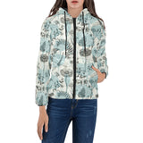 Dragonfly Butterfly Plants insect flower vintage s Women's Padded Hooded Jacket