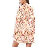 Fire flame watercolor pattern Women's Long Sleeve Belted Night Robe