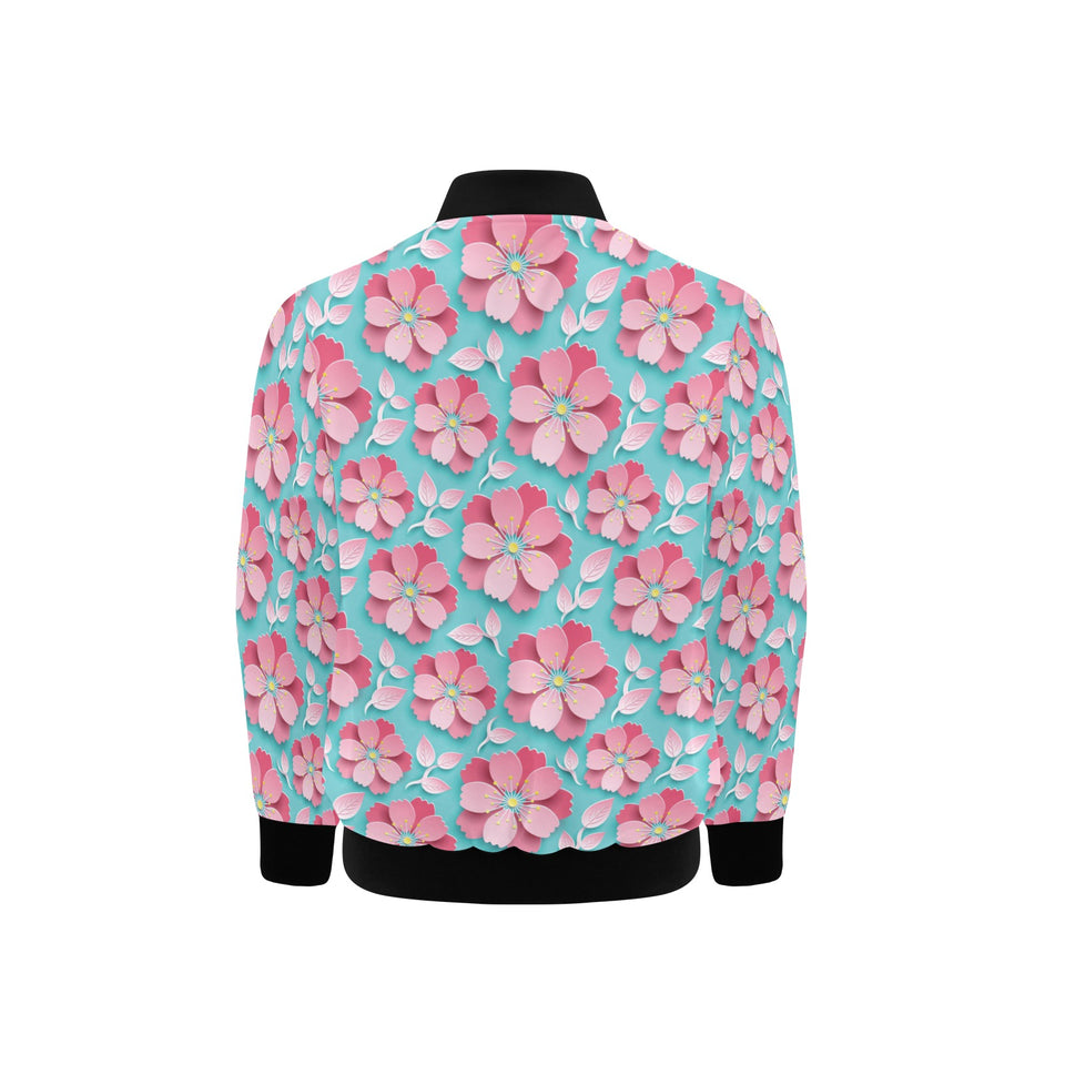 3D sakura cherry blossom pattern Kids' Boys' Girls' Bomber Jacket