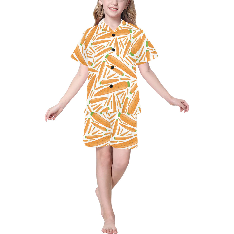 Carrot Pattern Print Design 02 Kids' Boys' Girls' V-Neck Short Pajama Set